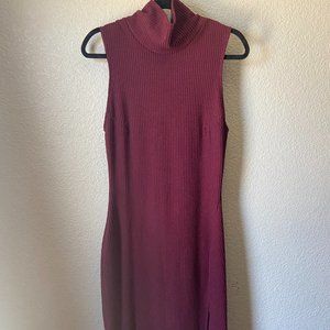Silence and Noise Maroon Mock Turtleneck Dress